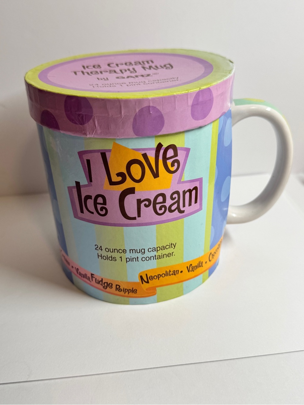 I Love Ice Cream Ceramic Mug - Pastel Multicolor 24 ounce capacity